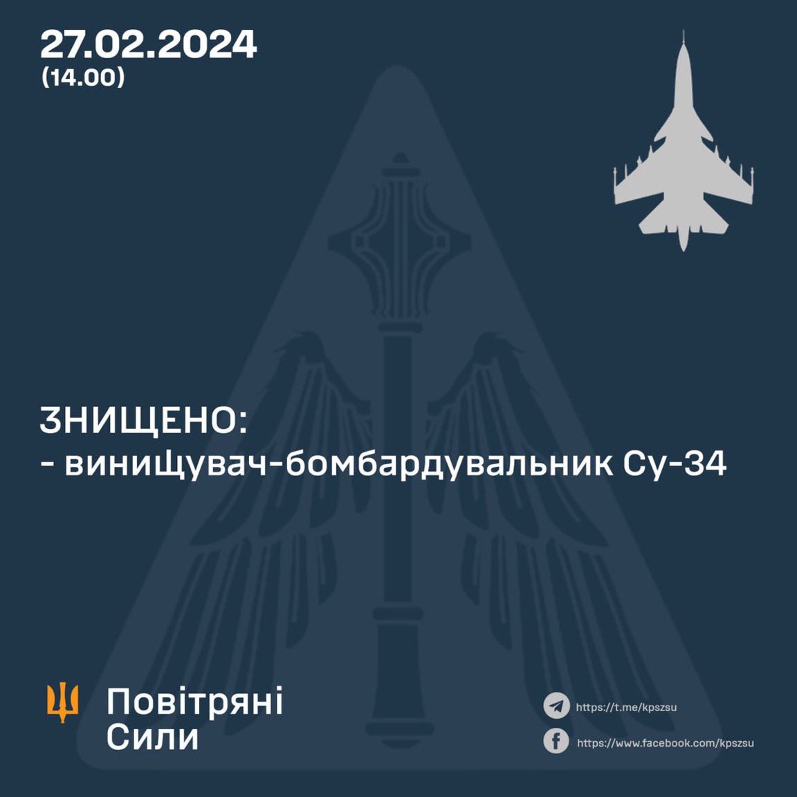 força aérea ucraniana derruba mais dois caça-bombardeiros su-34 russos em um dia