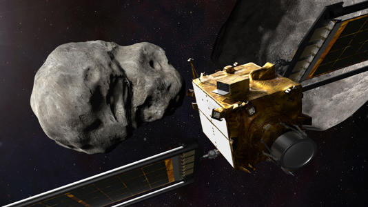 An illustration of NASA's Double Asteroid Redirection Test, or DART, as it approaches its target. Could such measures be deployed against Apophis?? (Image credit: NASA/Johns Hopkins APL)