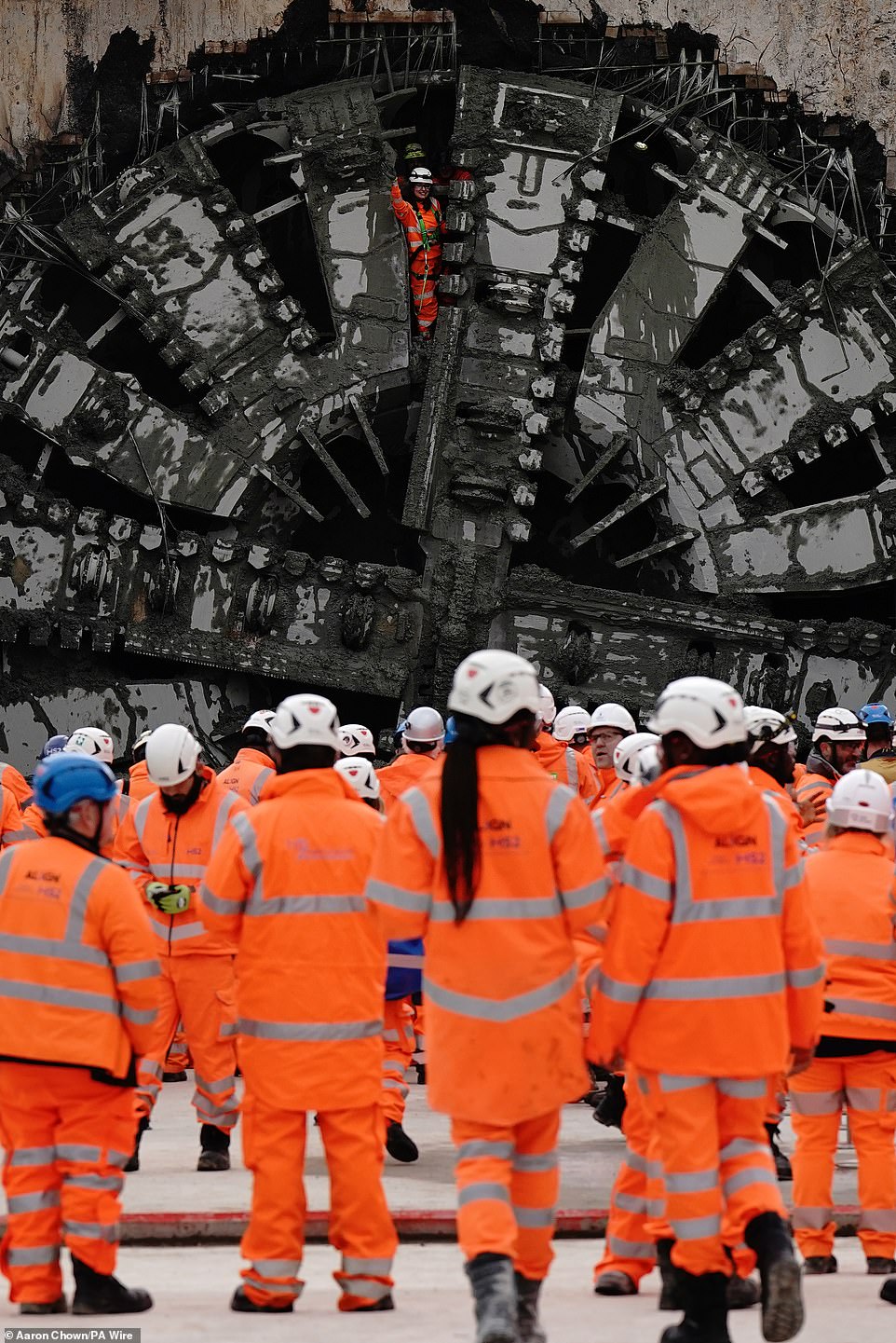breakthrough! hs2 workers celebrate as machine digging controversial railway's longest-ever tunnel completes 10-mile journey beneath the chiltern hills