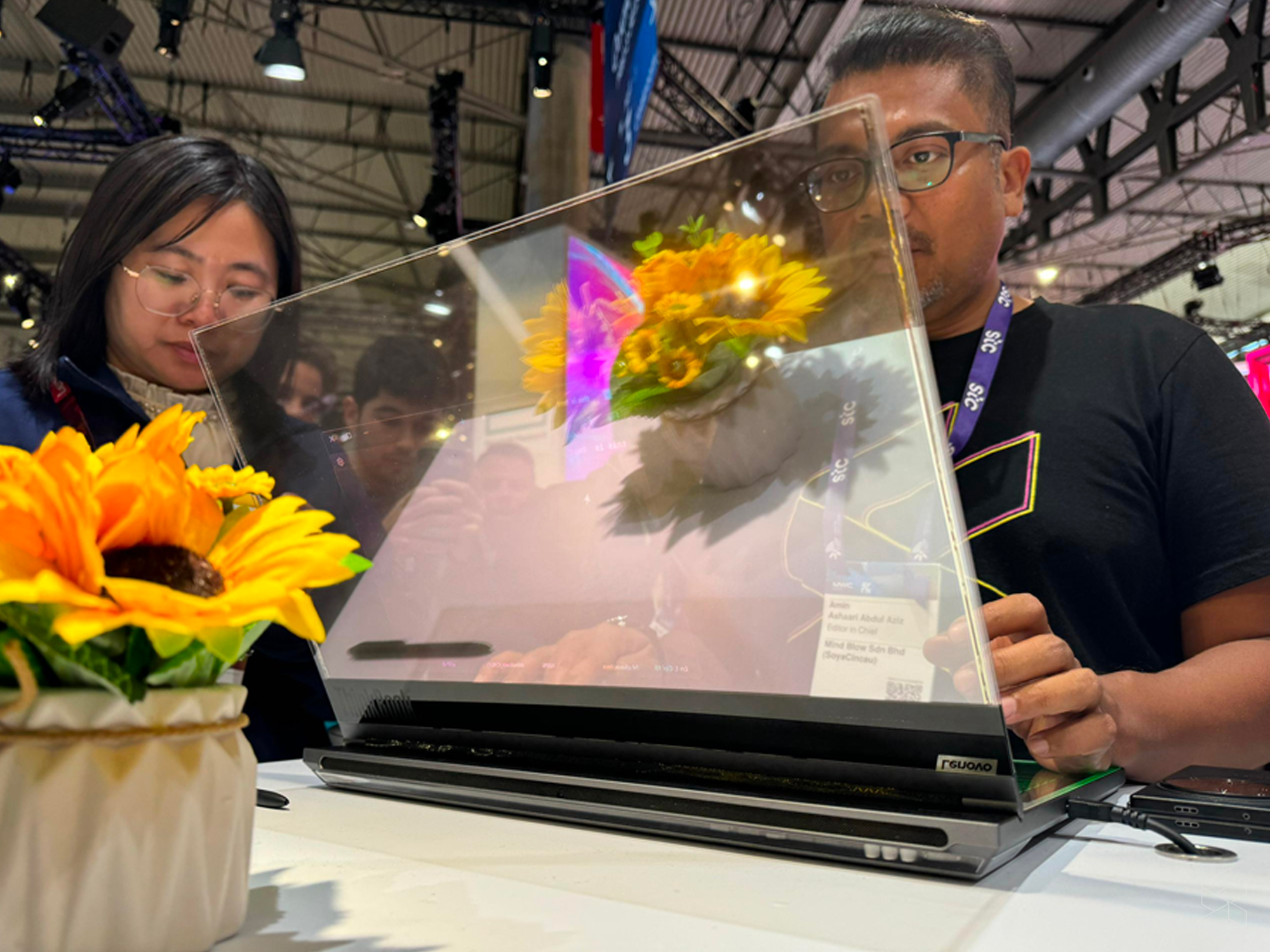 lenovo’s weird proof of concept laptop has a 17.3-inch, micro-led transparent display