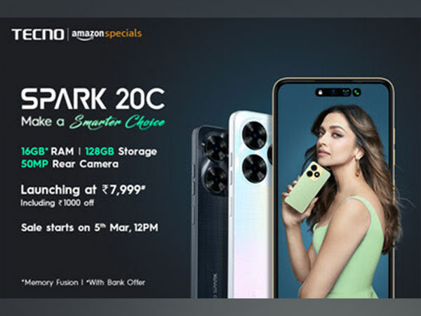 amazon, tecno's all-rounder spark 20c with 16gb* ram and 128gb rom hits the indian market