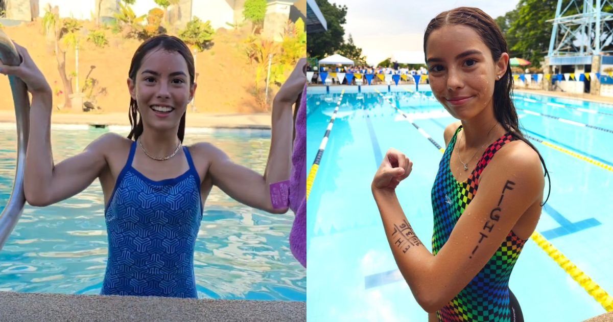 kendra kramer flexes her 'mermaid muscles' at the pool