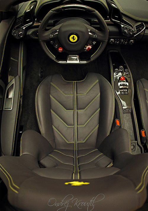 This is what the driver's seat looks like in the Ferrari 458 Italia.