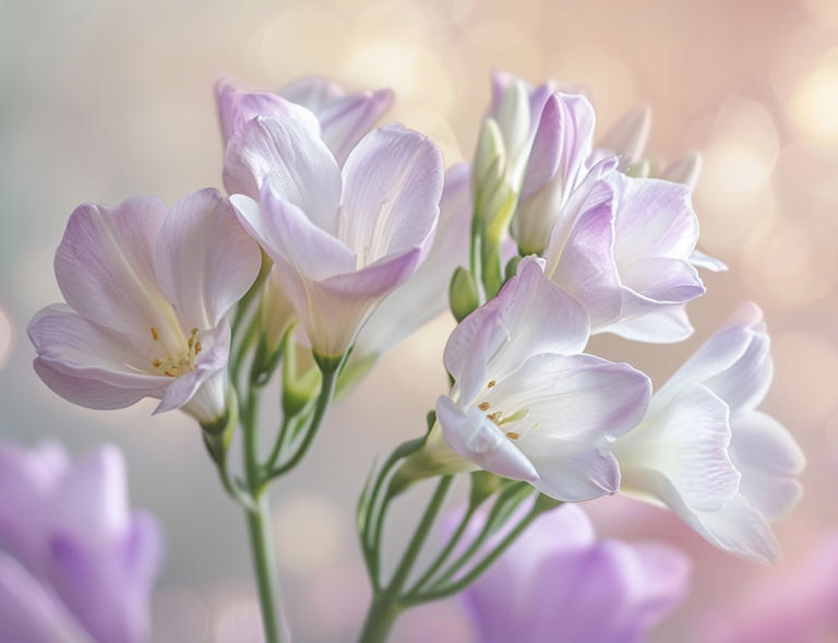 The freesia flower represents innocence, friendship, and thoughtfulness in the language of flowers. To the Victorians, freesias also symbolized a...