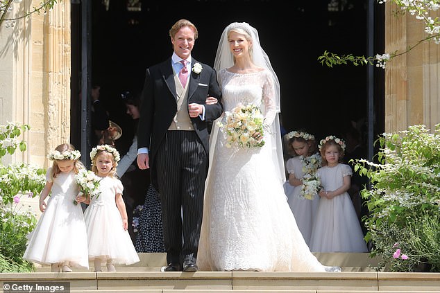 inside lady gabriella's wedding to thomas kingston at st george's chapel - where the late queen's cousin wore a stunning luisa beccaria gown - as she mourns his sudden death, aged 45