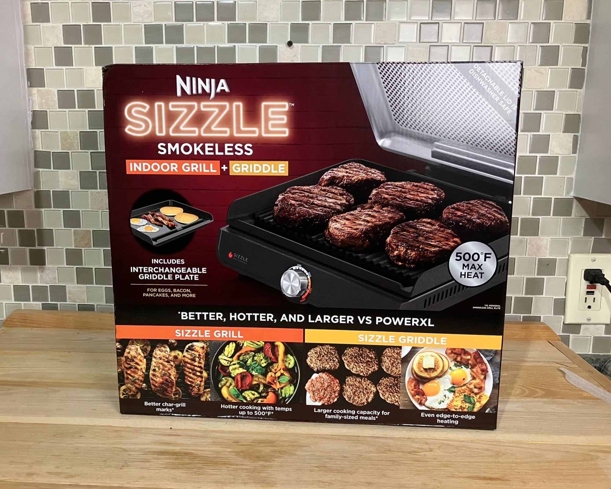 amazon, ninja sizzle smokeless indoor grill and griddle: a lightweight broiler for burgers, and brunch items