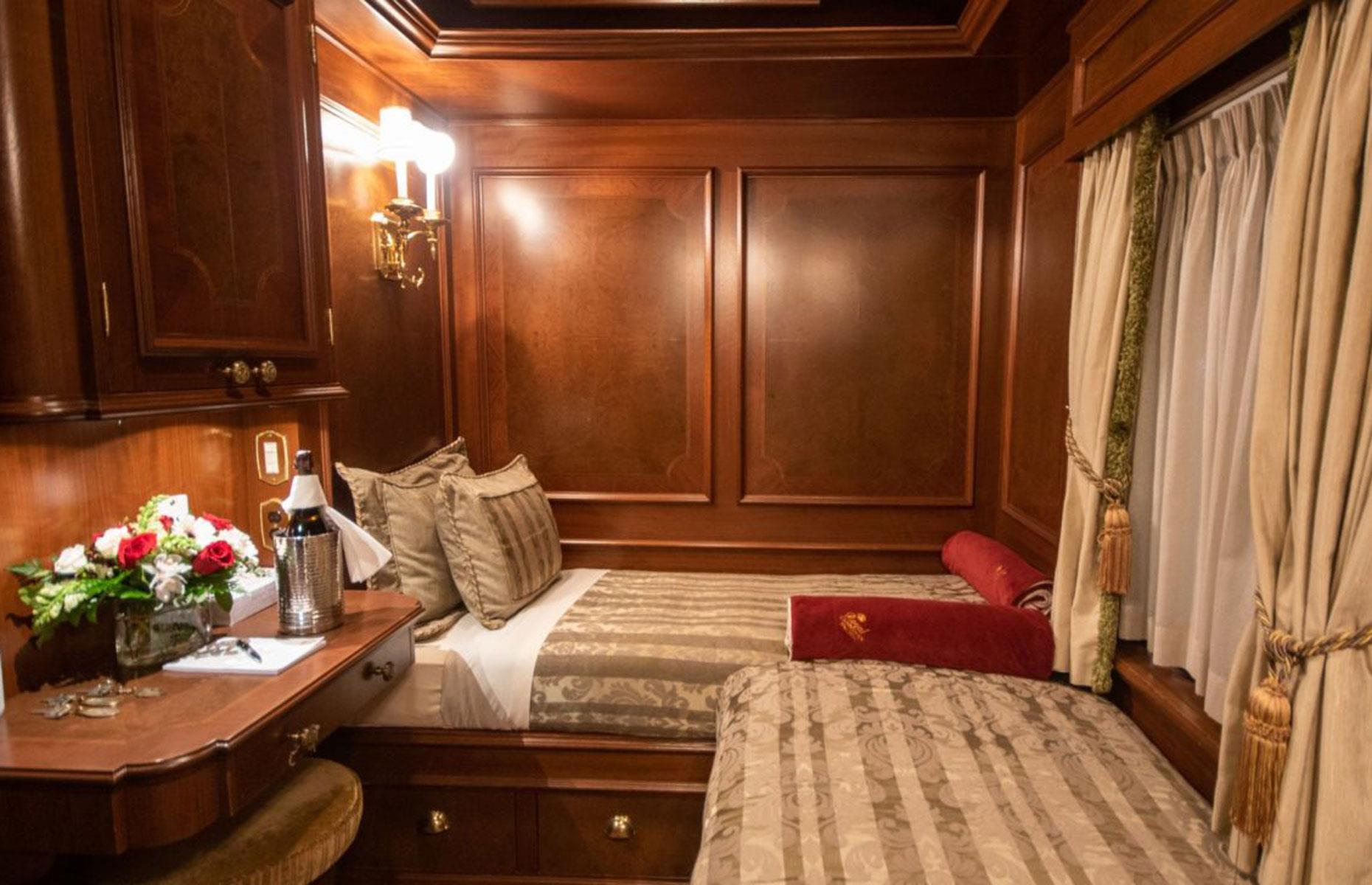 <p>Guests aboard this "five-star hotel on wheels" are treated like royalty and can dine from a locally and ethically sourced menu that boasts specialties such as caviar and Alberta venison, not to mention the most prized Canadian wines.</p>  <p>The staterooms are every bit as luxurious as you'd expect. Each features its own indulgent amenities, including a three-piece ensuite bathroom.</p>