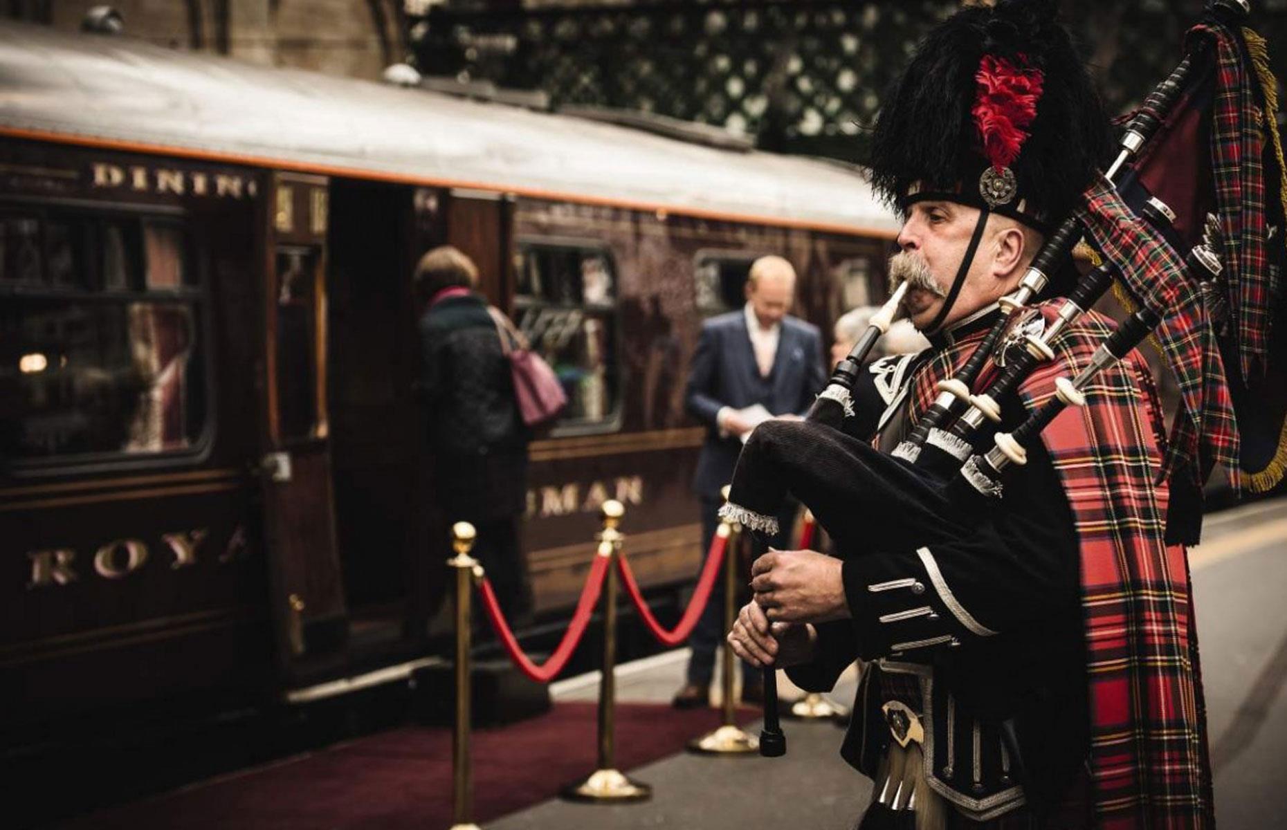 <p>Another jewel in Belmond's crown, the <em>Royal Scotsman</em> has been traversing Caledonia's glorious Highlands and Lowlands since 1985. It now offers 12 services that depart from and return to Edinburgh.</p>  <p>Richly decorated with mahogany paneling and fine tweed and tartan furnishings, the train's carriages include two dining cars where the onboard chefs work magic with the finest Scottish ingredients, such as Aberdeen Angus beef and wild salmon.</p>