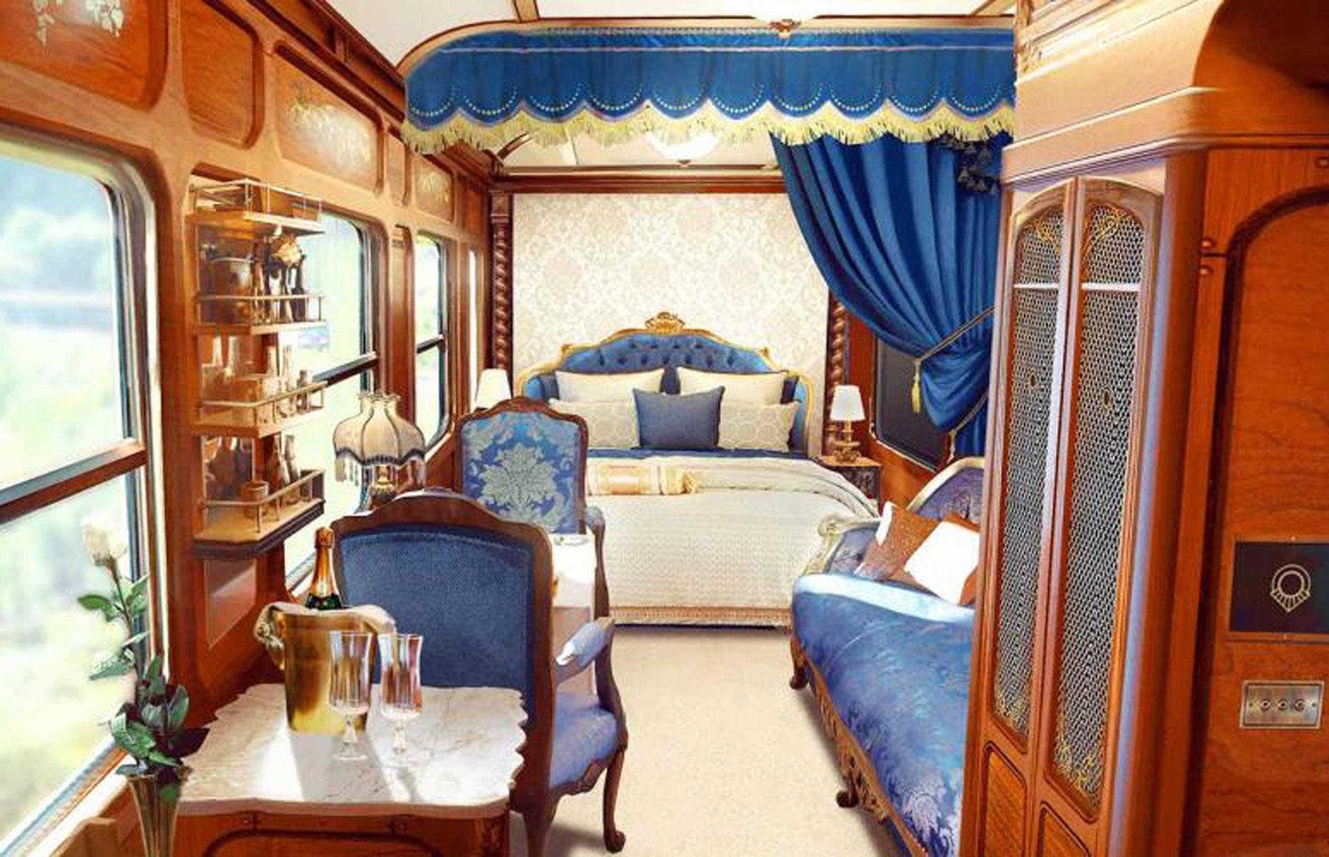 <p>The train comprises 18 cabins named after French historical figures, along with a sumptuous bar and restaurant cars, where guests can indulge in fine champagne and exquisite cuisine designed by three Michelin-starred chef Alexandre Couillon, who's featured on the hit Netflix show <em>Chef's Table</em>.</p>  <p>The Adjoining Suites are Le Grand Tour's more extravagant cabins. They each span an extra-generous 269 square feet (25 square meters) and include a double bedroom, lounge, and private bathroom. A dedicated butler caters to guests every whim. Prices start from $17,816 (£14,018) per person, which works out at $3,563 (£1,865) per night.</p>