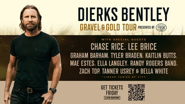 dierks bentley is expanding his “gravel & gold” tour into 2024 — and bringing along chase rice, lee brice and more