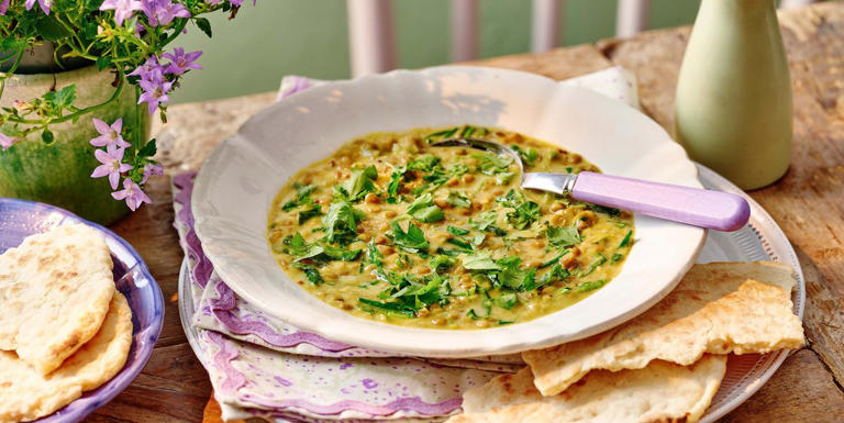 Curried Lentils With Coconut Flatbreads