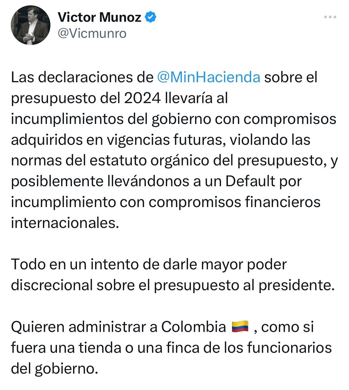 “quieren administrar a colombia, como si fuera una tienda”: agudo sablazo de exfuncionario del expresidente duque al gobierno petro