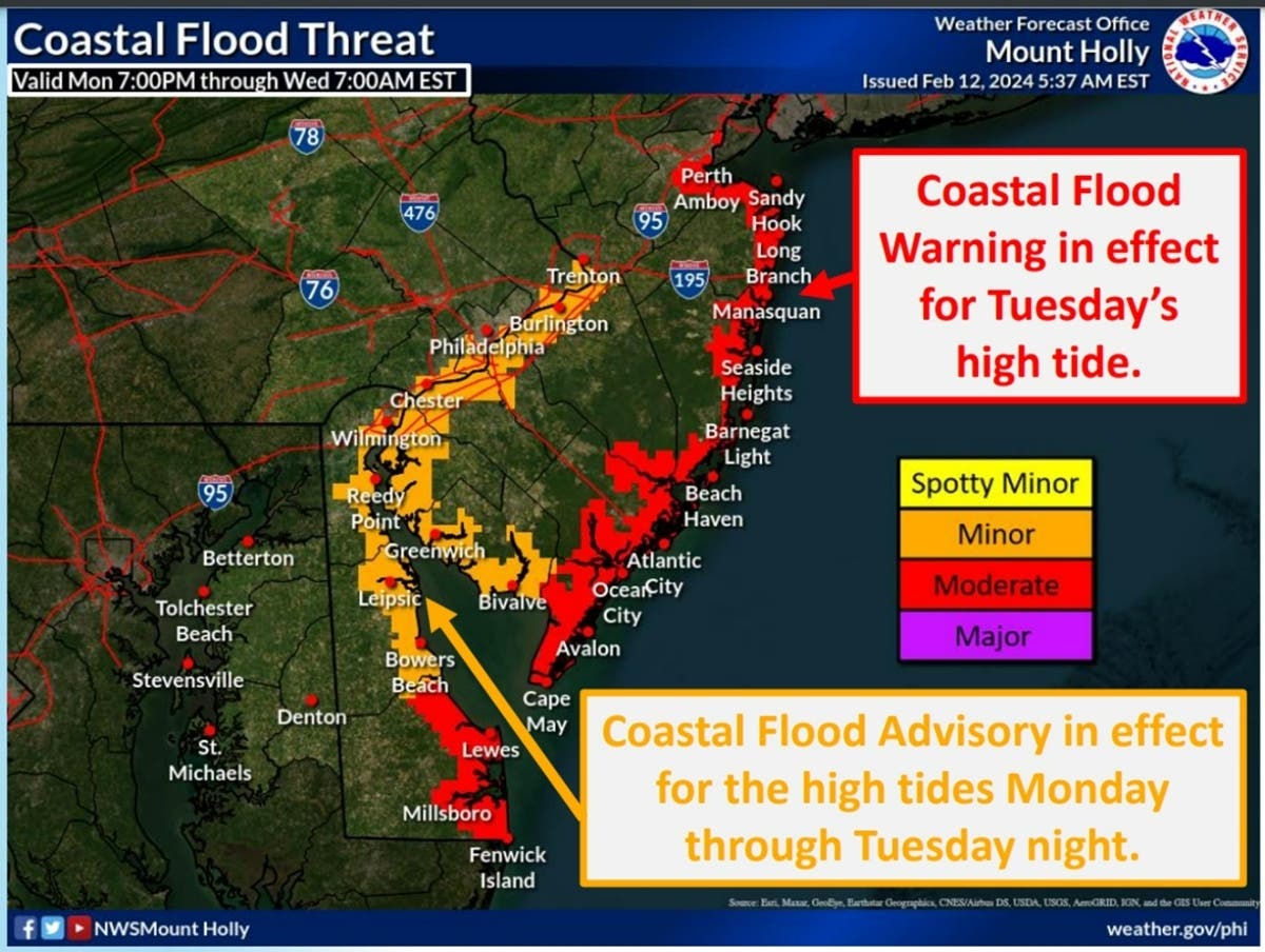 Coastal Flood Warning In Effect For Ocean County