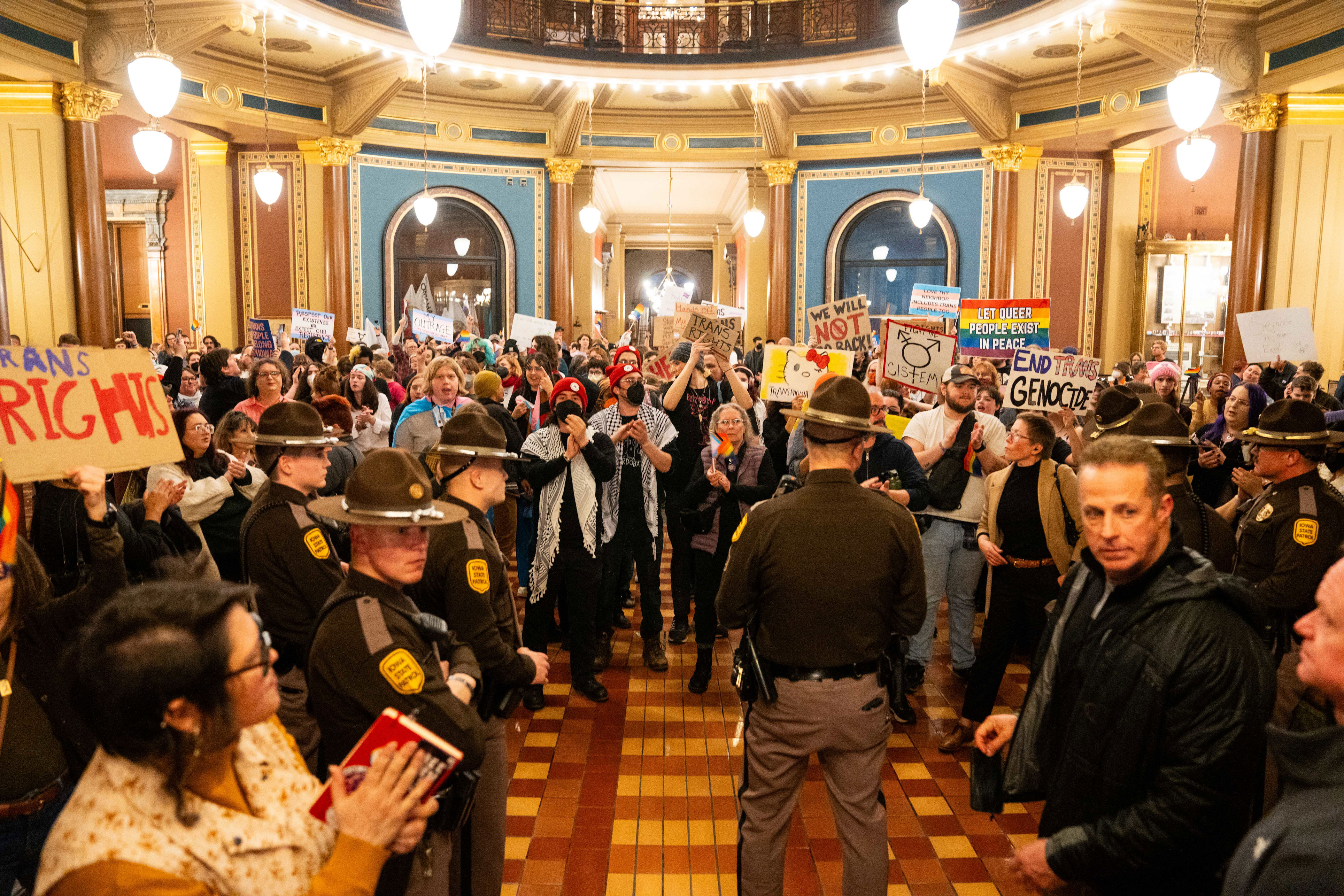 iowans flock to capitol for heated hearing on kim reynolds' bill defining 'man' and 'woman'