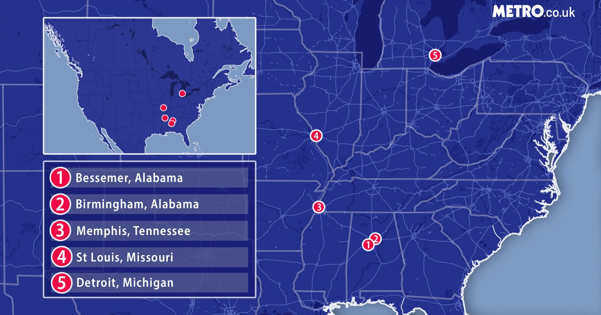 Map reveals the most dangerous cities in the US