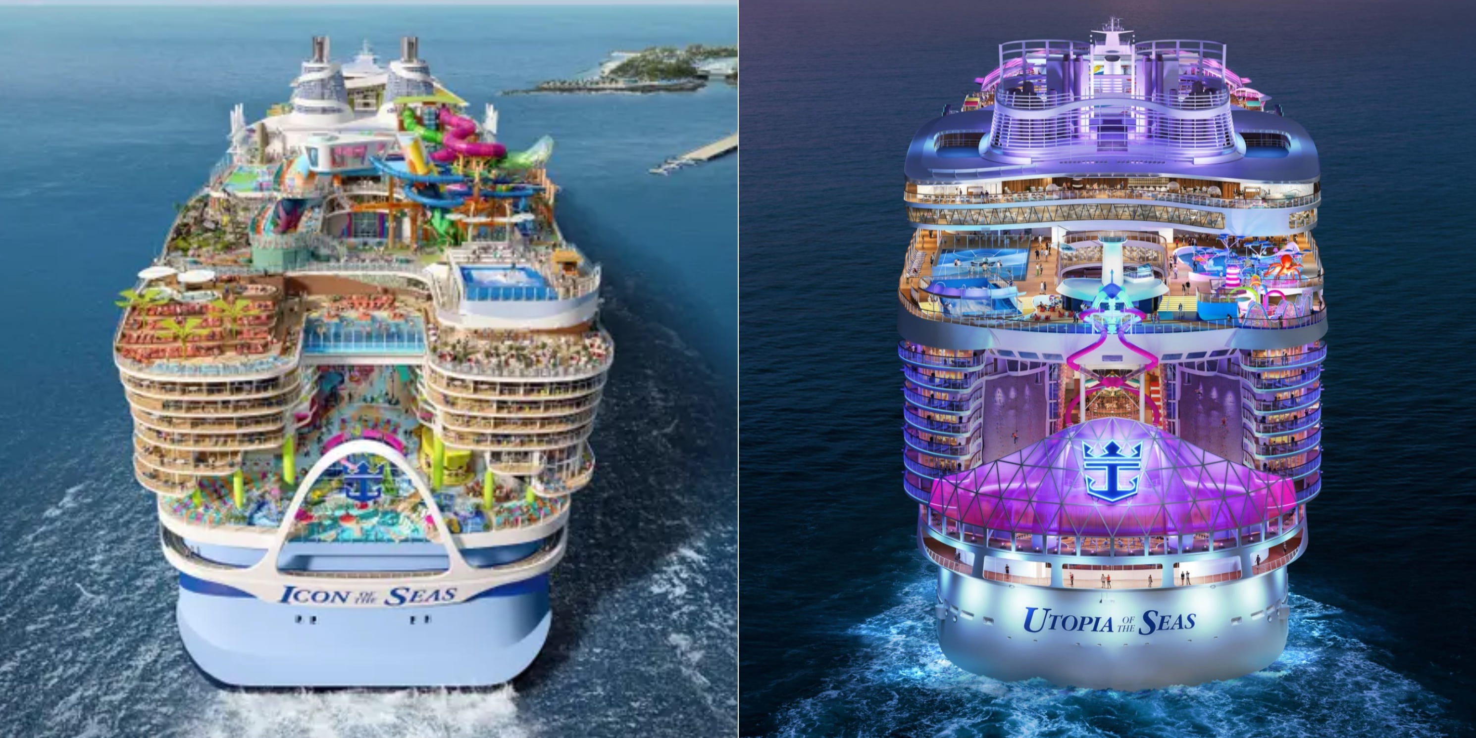 <p>But Utopia won't outgrow its enormous predecessor.</p><p>Icon is 1,198 feet long, 20 decks tall, and weighs 250,800 gross-tons. Utopia is set to be 10 feet stubbier, two decks shorter, and 13,940 gross-tons lighter. </p>