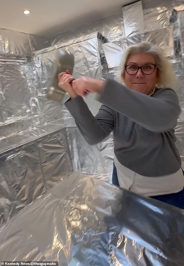 moment horrified mother returns from holiday to find her son has covered their house in 900 metres of tinfoil in £225 prank