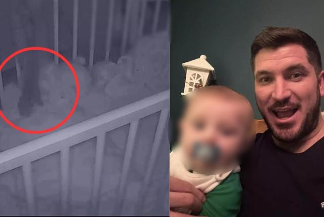 miró por la cámara cómo había dormido su bebé y lo que apareció lo espantó
