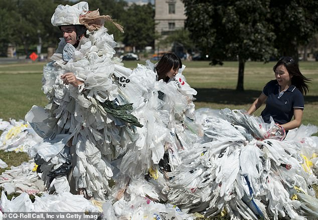 california's plastic bag ban backfires after customers just start dumping thicker and heavier 10 cent 'reusable' carriers instead, triggering more pollution than ever