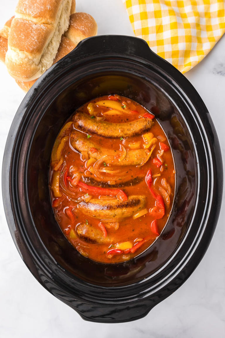Slow Cooker Sausage Peppers And Onions (Italian Sausage In The Crock Pot)