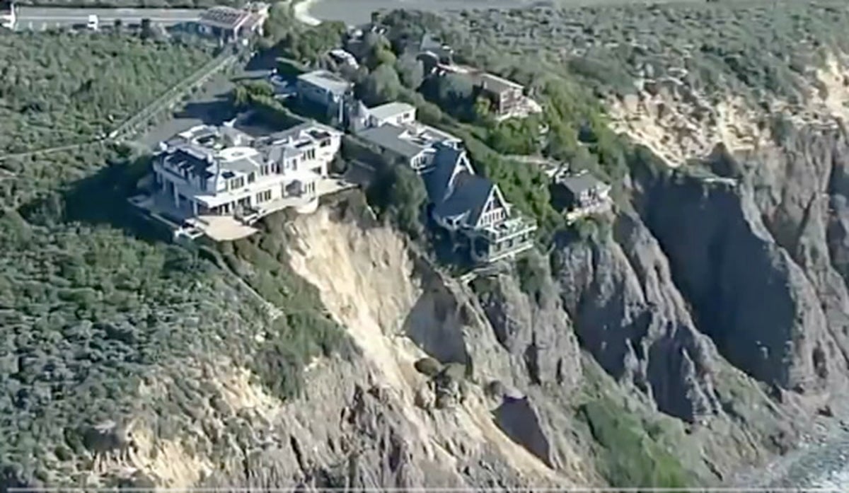 multimillion-dollar homes teeter on edge of california cliff after landslide