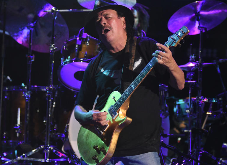 Santana performs at Live Oak Bank Pavilion in Wilmington, N.C., Wednesday September 15, 2021. The Rock and Roll Hall of Fame guitarist has a 50-plus-year career that started in the late 1960s.  MATT BORN/STARNEWS