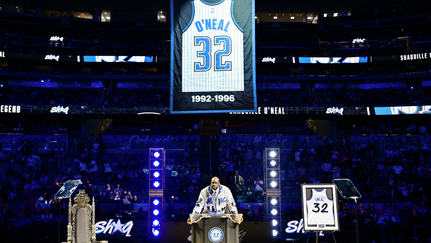 shaquille o'neal becomes third nba star to have jersey retired by three teams as magic raise no. 32 to rafters