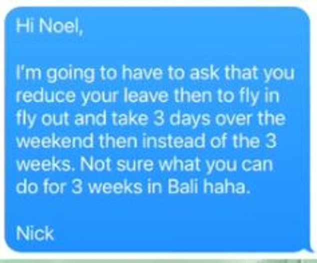 read the wild text exchange between an aussie worker and his boss after his leave was suddenly cancelled: 'bali trip booked'