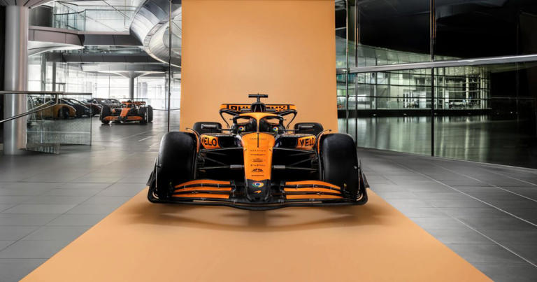 The McLaren MCL38 breaks cover with continued momentum the target