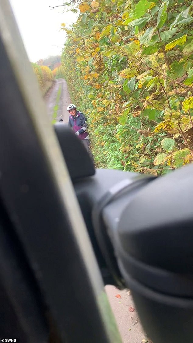 moment lorry driver and cyclist row after blocking each other down country lane - so who do you think is in the right?