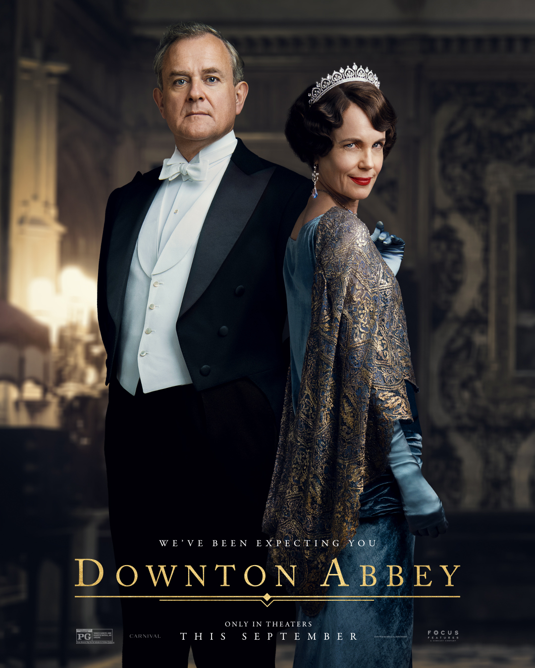 <p>The Earl and Countess of Grantham -- played by Hugh Bonneville and Elizabeth McGovern -- are seen here in their most glamorous 1927 looks on a promotional poster for 2019's "Downton Abbey" film. The movie's costume designer joked that she had to source more jewels than ever for the characters' big-screen debut. "It was the tiara show," she told <a href="https://fashionista.com/2019/09/downton-abbey-movie-costumes">Fashionista</a>. "I had to cast my net a lot wider because I needed so many of them," including the one worn by American heiress Cora Crawley seen here.</p>