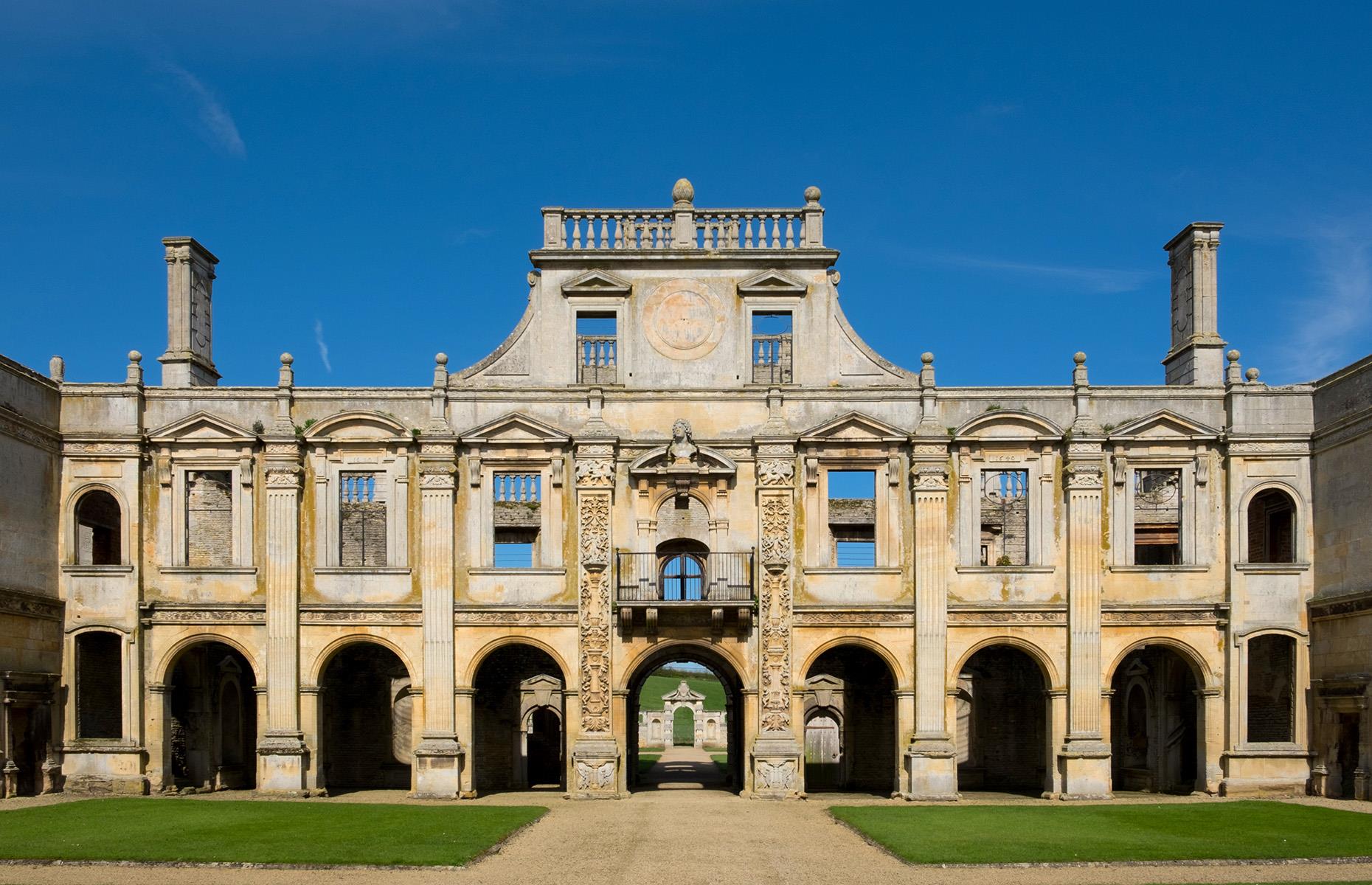 <p>Once considered among England's greatest 16th-century buildings, Kirby Hall was most notably owned by Sir Christopher Hatton, Lord Chancellor to Queen Elizabeth I, in the 1580s.</p>  <p>The grand façade is built from white Barnack stone and its design was taken from a book of French architectural patterns – a bit like the Elizabethan version of a flat-pack home! However, this <a href="https://www.loveproperty.com/gallerylist/73203/stunning-stately-homes-struggling-to-survive">stunning stately home is struggling to survive</a>. </p>