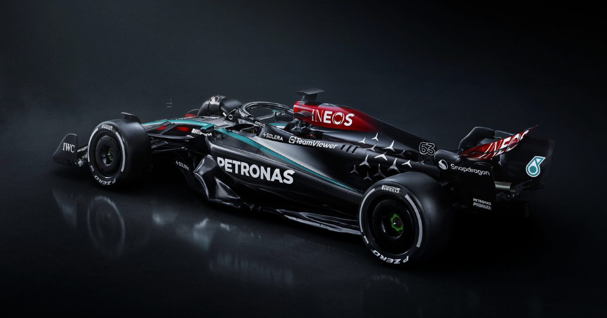 first look at mercedes w15 on-track as lewis hamilton and george russell in action