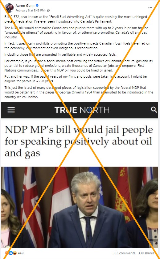 Posts Misrepresent Canadian MP S Proposal To Ban Fossil Fuel Ads   BB1ii4vf.img