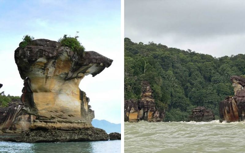 serpent head sea stack in bako national park collapses