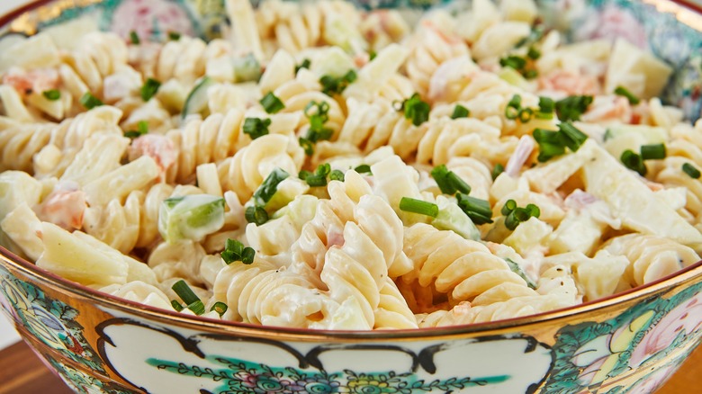 bored of your go-to pasta salad? throw in some shrimp
