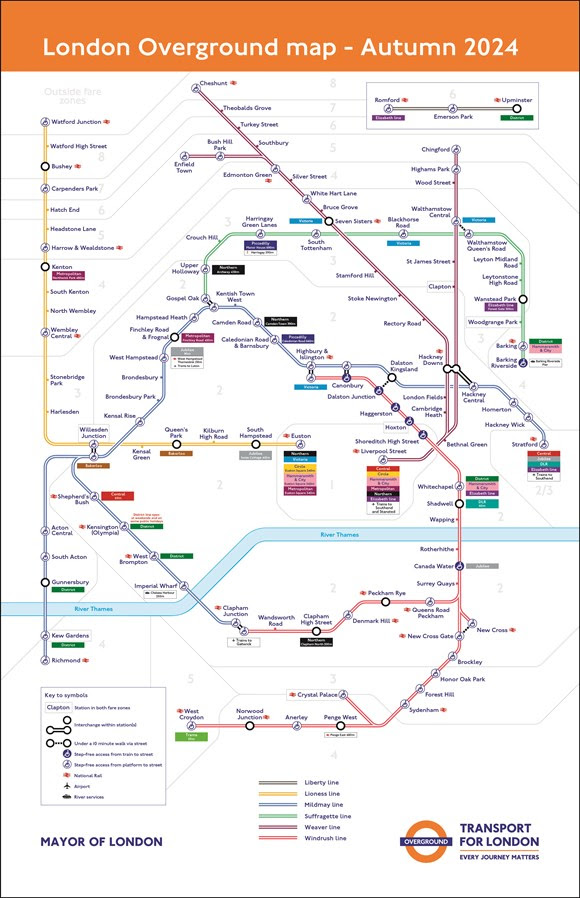 new names and colours for six london overground lines announced
