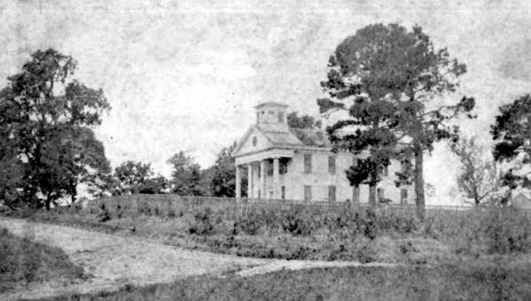 The first building of the West Florida Seminary, now Florida State, seen from the modern day intersection of Park Avenue and Copeland Street.
