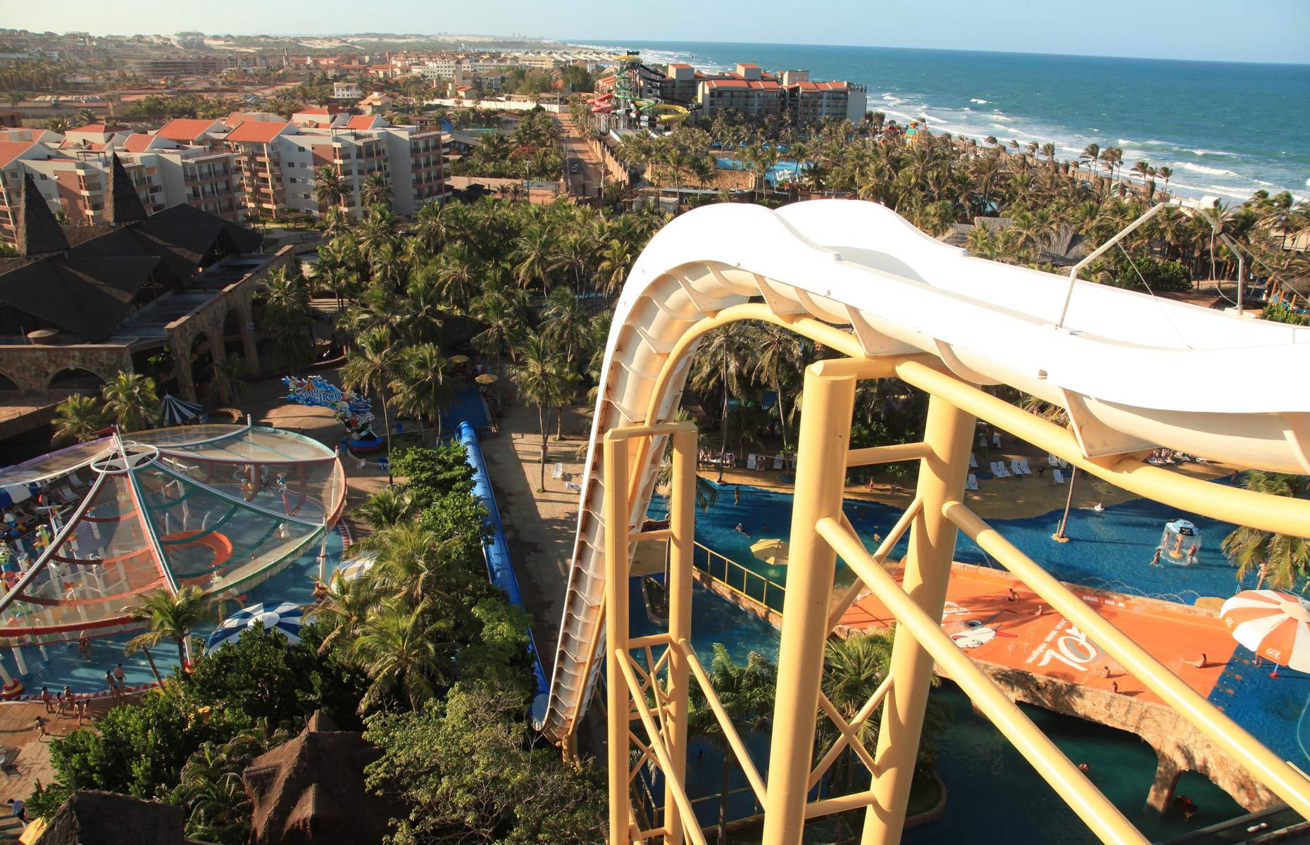 <p>South America’s largest waterpark, which sits on Porto das Dunas beach near Fortaleza, is action-packed. With a choice of pools, plenty of fast-paced slides and a lazy river, there's something to suit everyone. But the park is most famous for its towering water slide Insano. At 135 feet (41m), It's one of the tallest in the world, where riders plummet down at terrifying speeds of around 65 miles per hour (105 km/h).</p>  <p><strong>Liking this? Click on the Follow button above for more great stories from loveEXPLORING</strong></p>