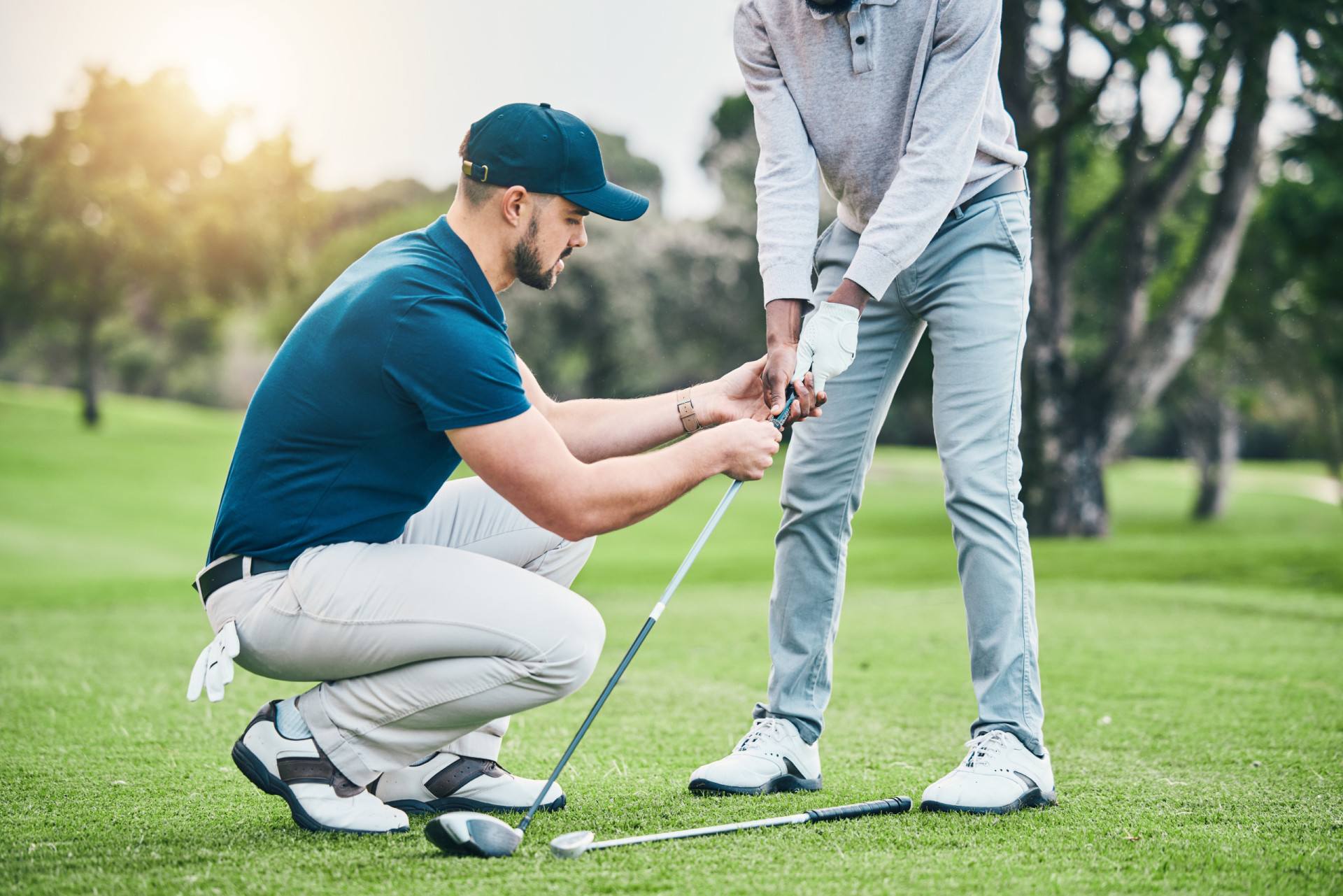 <p>Golfing is a game that business people use to develop relationships outside the office. Look for potential customers is in the corporate world.</p>