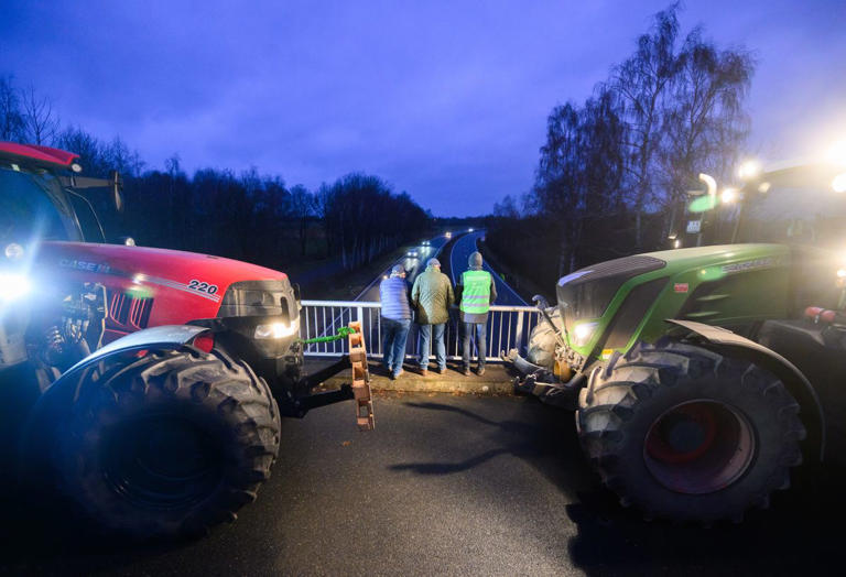 Ende Januar protestierten Bauern auf einer Brücke nahe Hannover. 