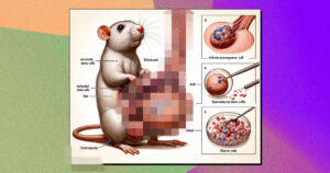 Among its series of baffling AI-generated images is a mislabeled figure of a mouse with grotesquely large testicles.