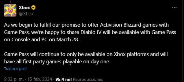 Diablo Iv Llega A Xbox Game Pass El Mes Que Viene Como El Primero De Los Juegos De Activision 1439