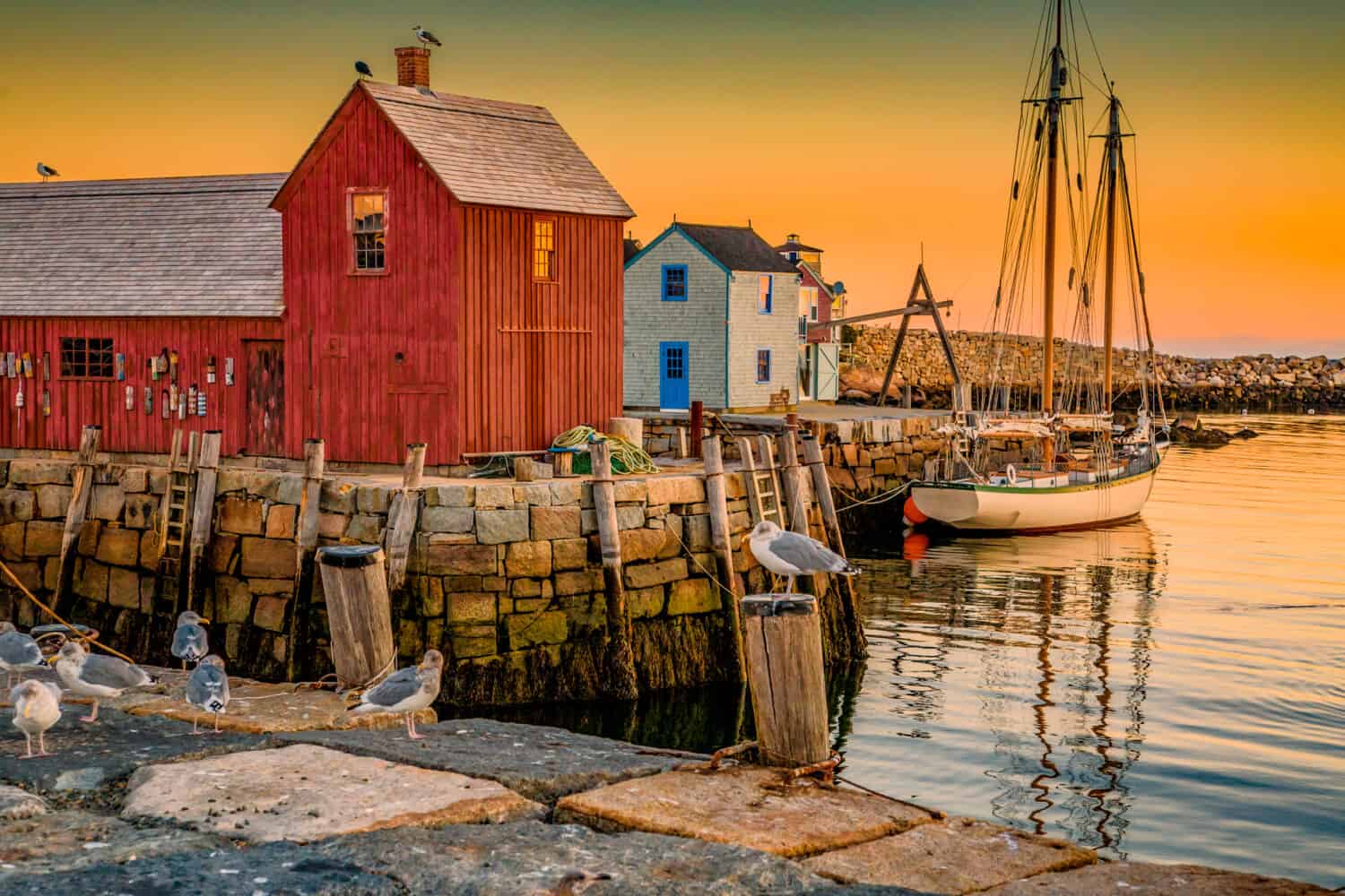 <p>Explore the best of Massachusett’s seaside with Rockport. This small town is located on the eastern end of Cape Ann. Because of its unique shape and location, Rockport is surrounded by water on three sides.</p>    <p>As of the 2020 census, Rockport had a population of 6,992. It has been used as the set for various films and television shows, including <em>The Next Karate Kid</em> (1994) and <em>The Proposal</em> (2009), the latter of which had Rockport stand in for the town of Sitka, Alaska.</p>
