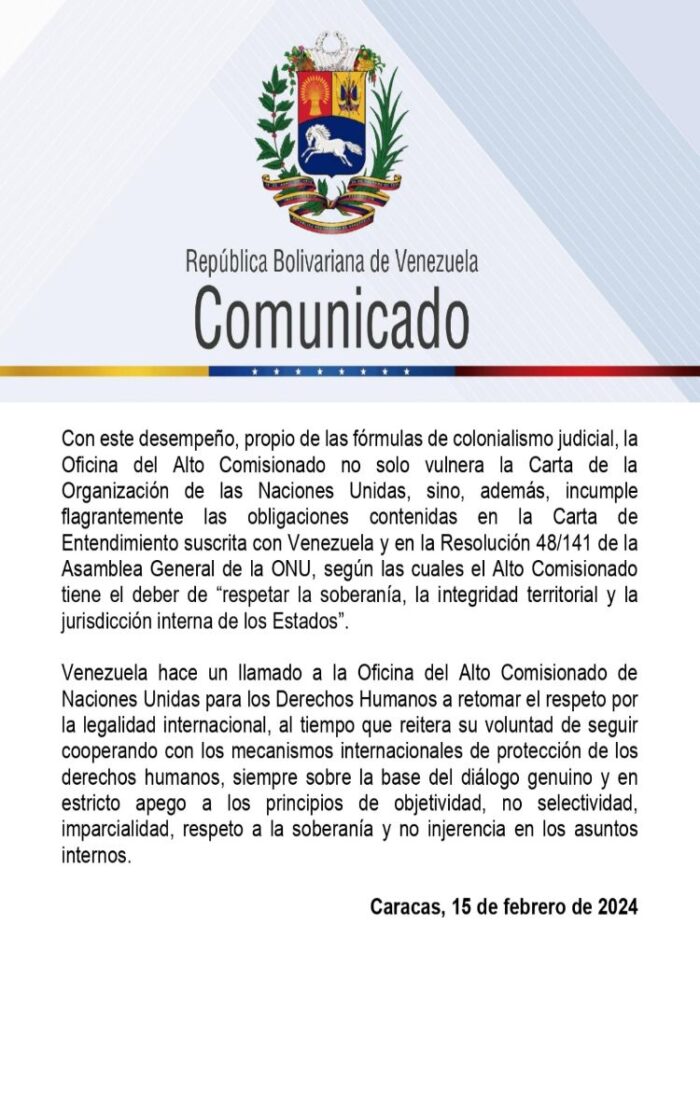 venezuela expulsa al alto comisionado de la onu-dh