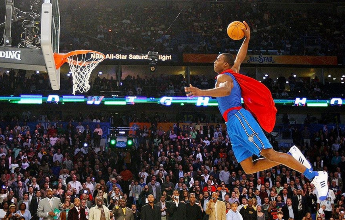 <p>Dwight Howard soared through the air with the grace and power of a superhero, donning a Superman cape as he threw down a rim-rattling dunk, earning the admiration of fans everywhere.</p>
