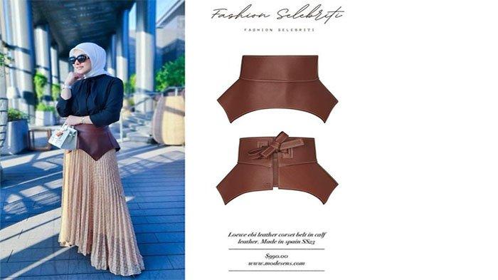 syahrini gaya layering belt stylish,intip ootd hijab santun fashionable istri reino barack