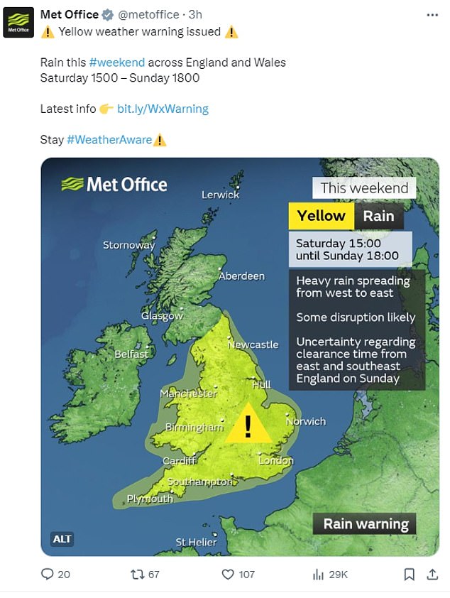 Weekend Washout! Flood Warnings Issued As Met Office Map Reveals Where ...