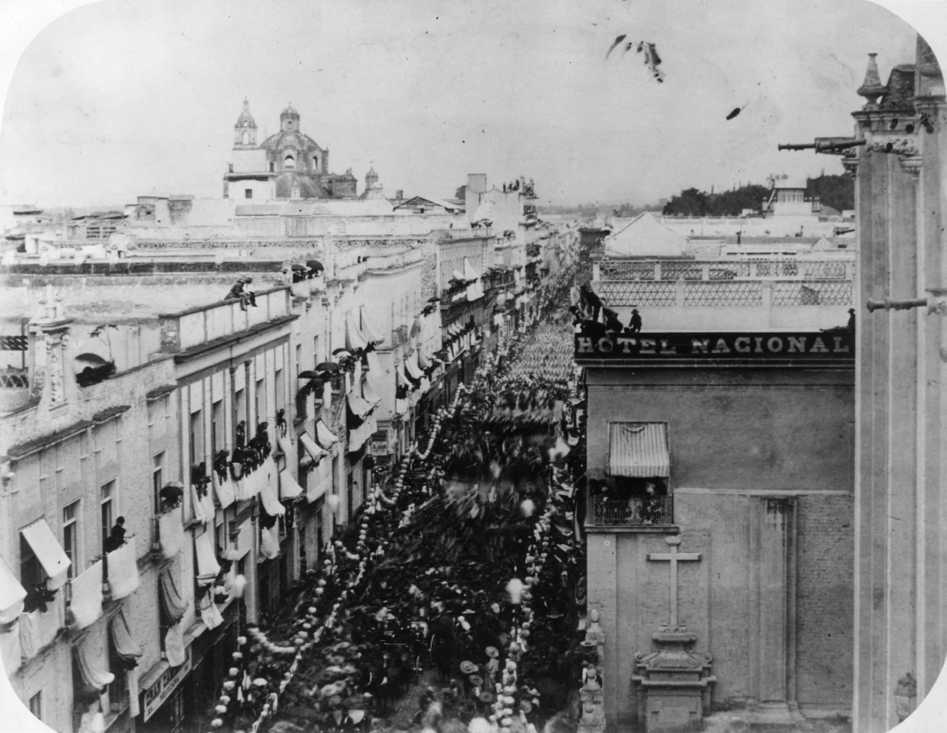Here's a view of the sprawling city, showing the entry of Mexican President Benito Juarez in 1867.