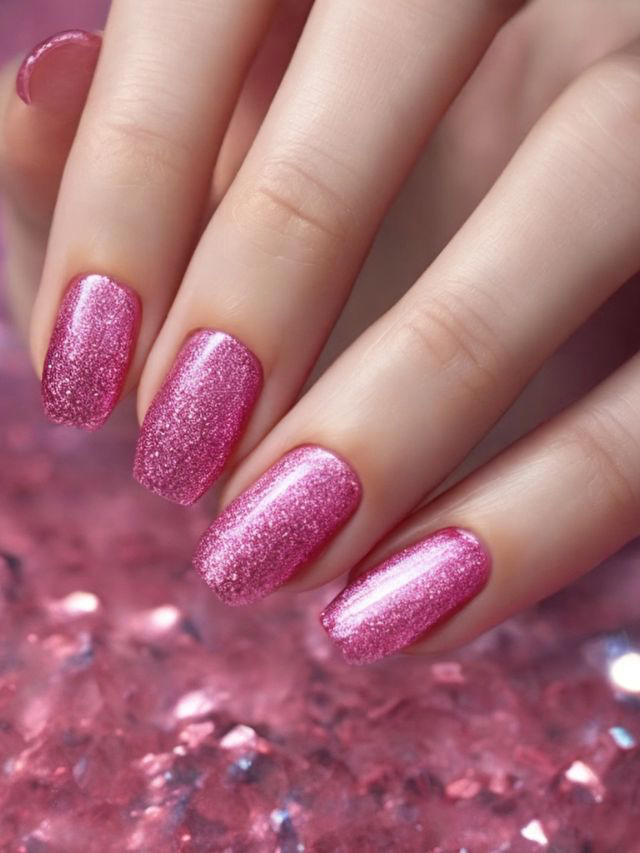 85+ Pretty Pink Glitter Nail Designs And Ideas